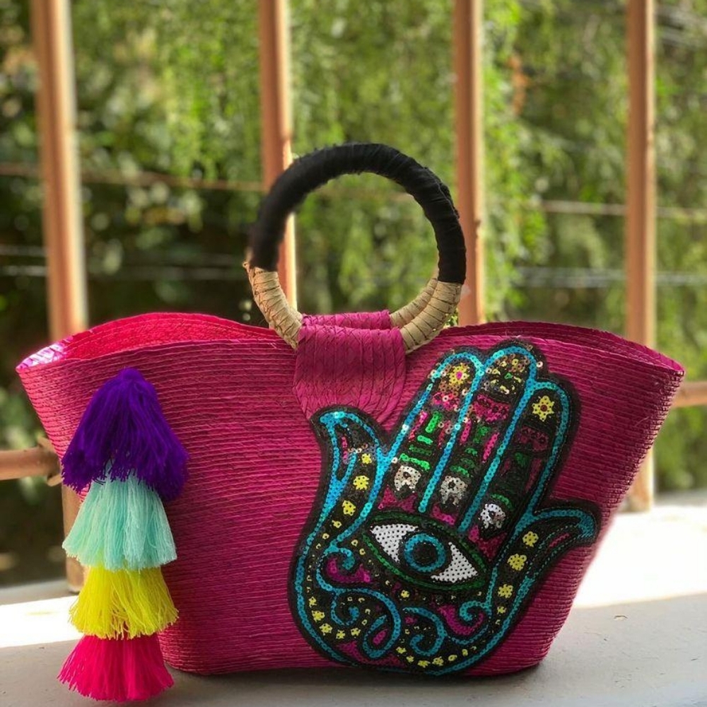 Hamsa handmade bag with tassel